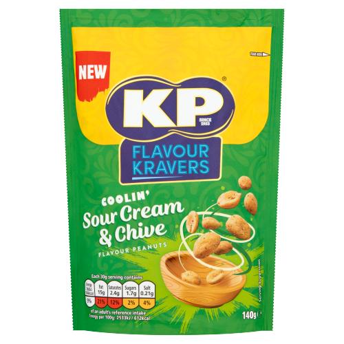 KP Flavour Kravers Coolin' Sour Cream & Chive Flavour Peanuts 140g RRP 3 CLEARANCE XL 1.25