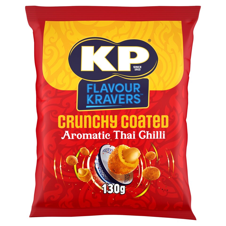 KP Flavour Kravers Crunchy Coated Aromatic Thai Chilli Flavour Peanuts 130g RRP 3 CLEARANCE XL 1.25