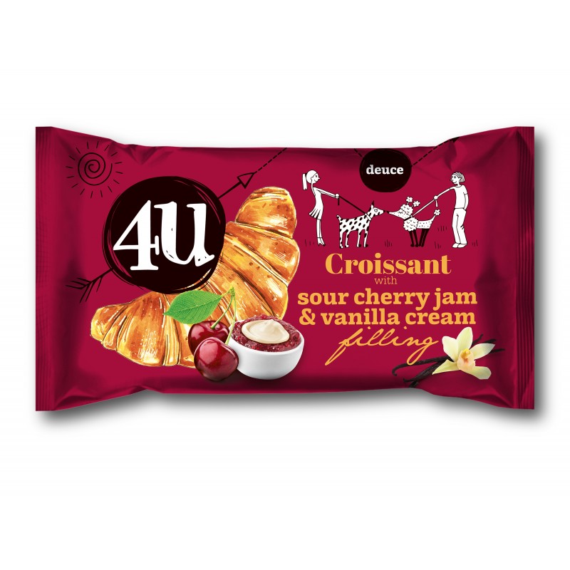 4U Croissant With Sour Cherry Jam & Vanilla Cream Filling (Dec 23) RRP 1 CLEARANCE XL 59p or 2 for 1