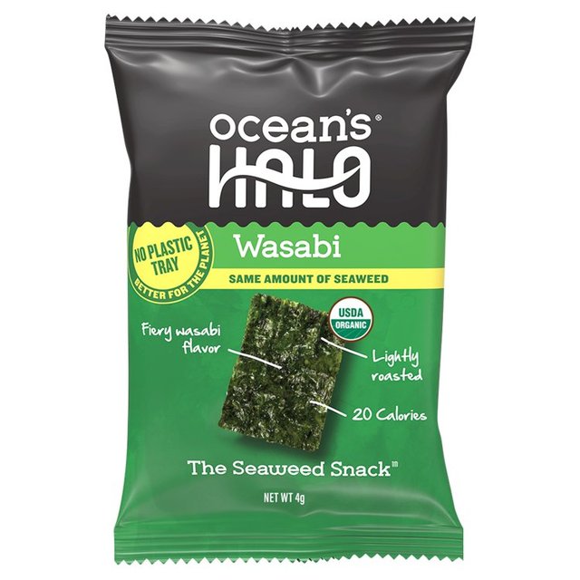 Ocean's Halo Wasabi Seaweed Snack 4g Product Of Korea (Feb 24) RRP 1.10 CLEARANCE XL 39p or 3 for 99p