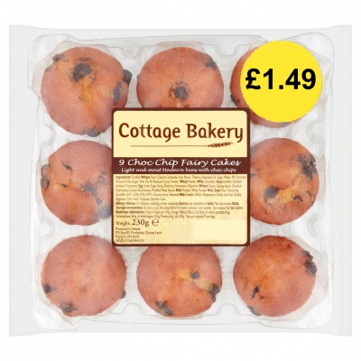 Cottage Bakery 9 Choc Chip Fairy Cakes 230g (Jan - Dec 23) RRP 1.49 CLEARANCE XL 89p or 2 for 1.50